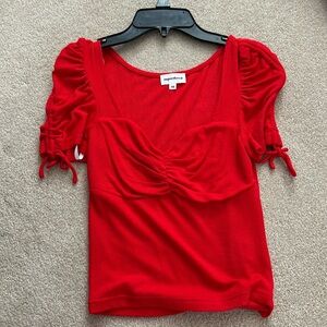 Superdown Red top with puffy sleeves